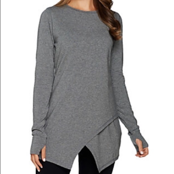 Tops - AnyBody Crossover wrap long sleeve Top XS black